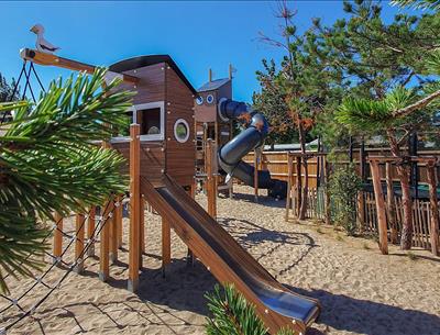 outdoor play area with slides