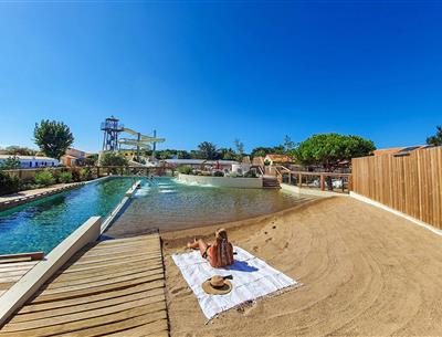 fine sand beach with balneotherapy area and swimming lane