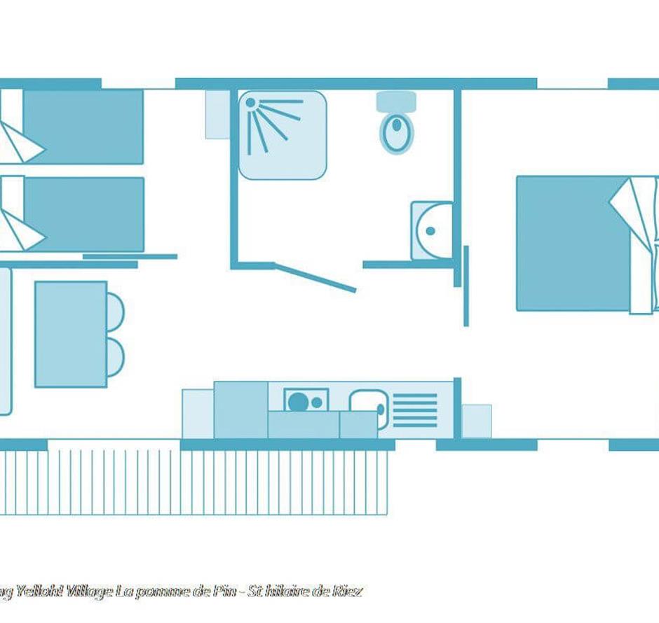 Mobile home 4-5 pers accessible to People with Reduced Mobility - ST HILAIRE DE RIEZ CAMPSITE