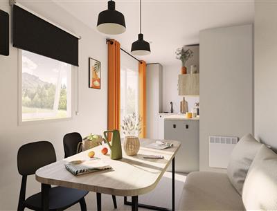Modern cottage lounge for 2 people with television and comfortable bench seat