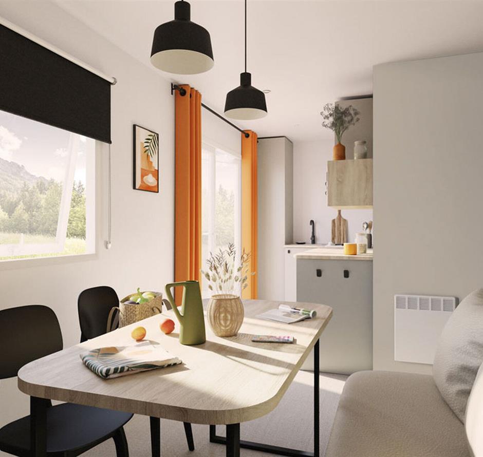 Modern cottage lounge for 2 people with television and comfortable bench seat - ST HILAIRE DE RIEZ CAMPSITE