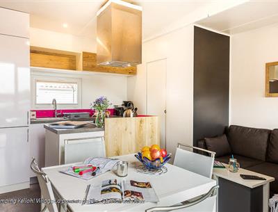 4-flower cottage lounge at 5-star campsite in St Hilaire de Riez