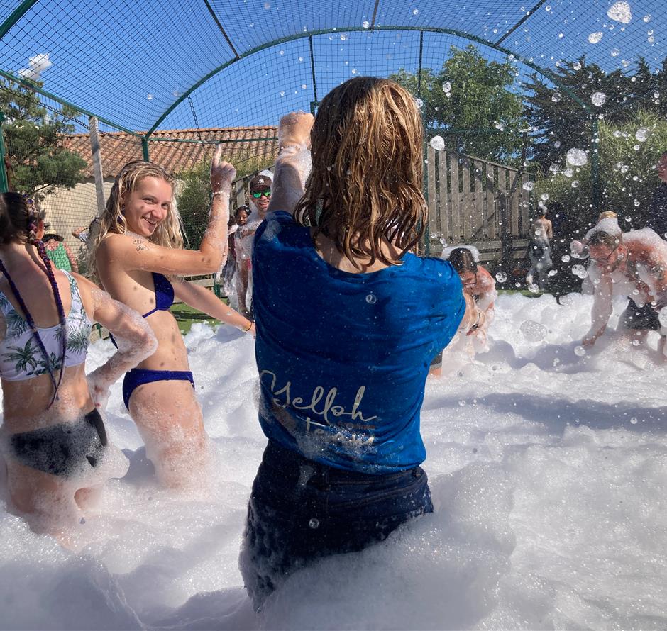 Foam party for teenagers at Yelloh! Village La Pomme de Pin - ST HILAIRE DE RIEZ CAMPSITE